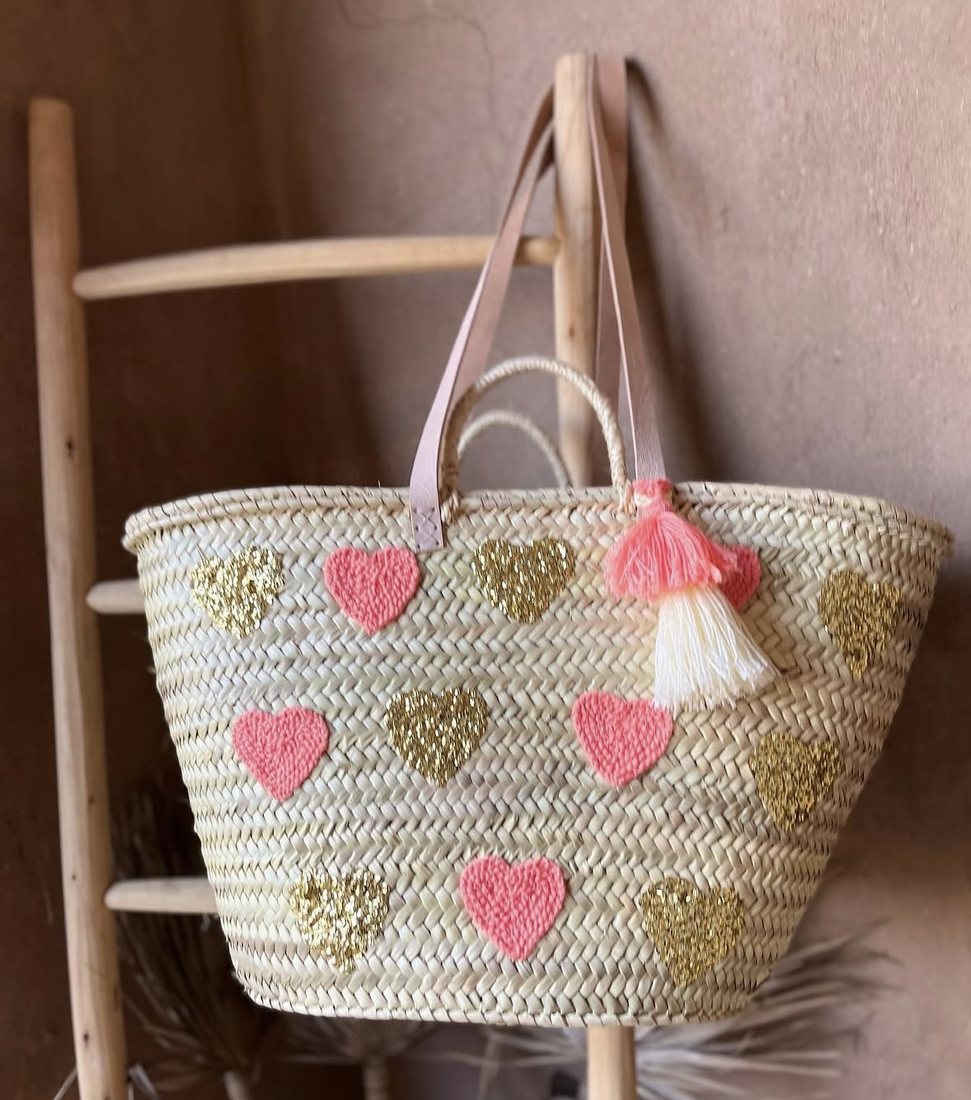 Panier Coeurs Rose et Or